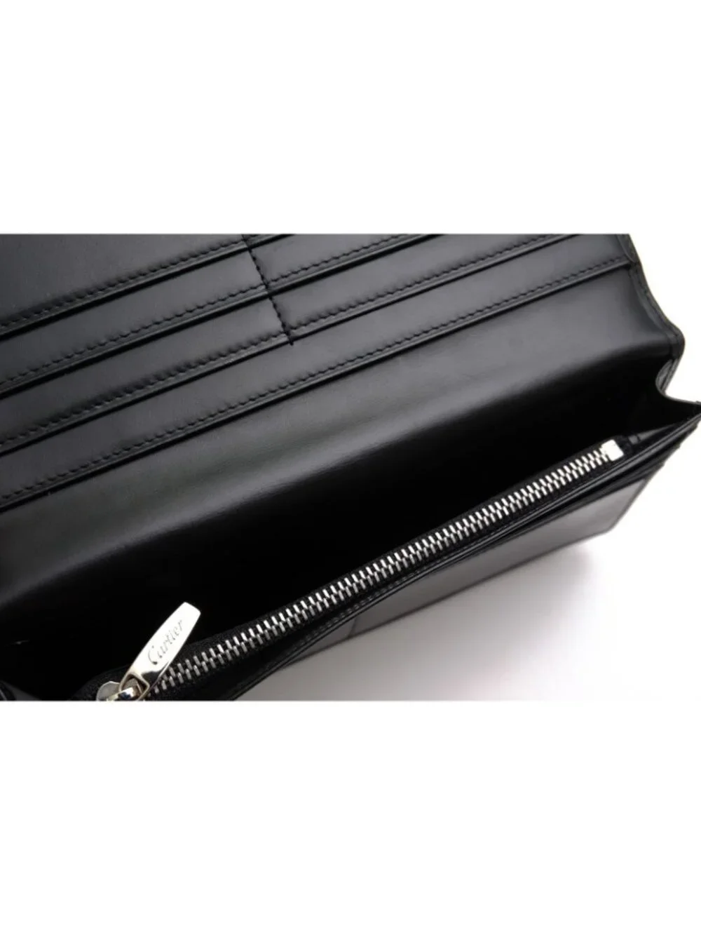 Cartier Wallet Leather Black Pasha Coin Purse Bifold